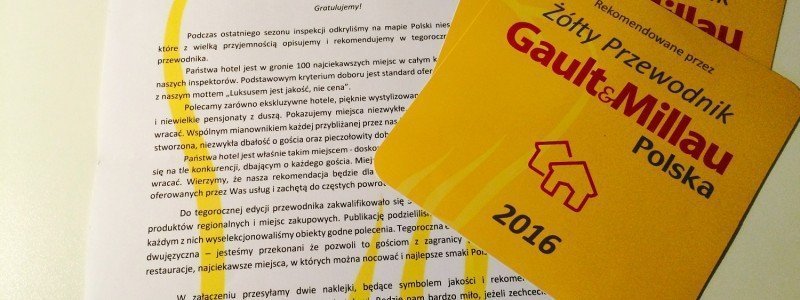 Kolejny sukces - HOT_elarnia w gronie wyróżnionych w II edycji Żółtego Przewodnika Gault&Millau Polska 2016