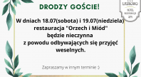 2020-07-16 - Restauracja nieczynna w dniach 18-19 lipca 2020 r.
