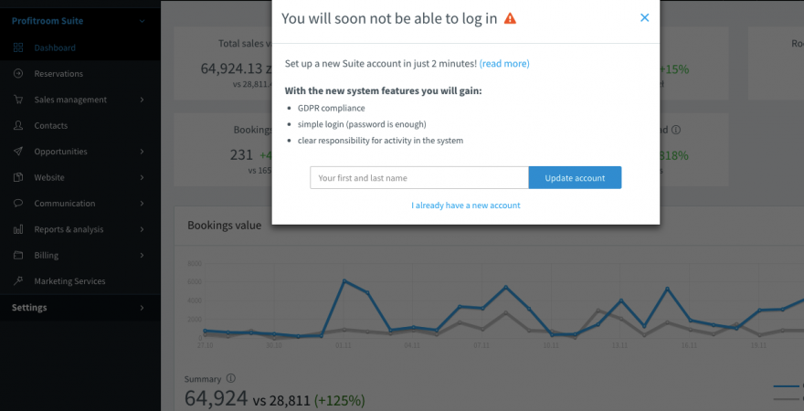 New account in Profitroom Suite!