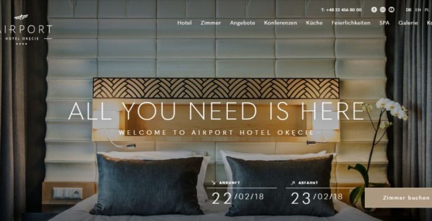 coole Webseite von Hotel Airport Okecie