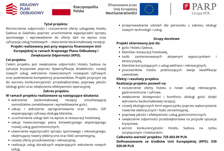 Projekt współfinansowany ze środków Unii Europejskiej