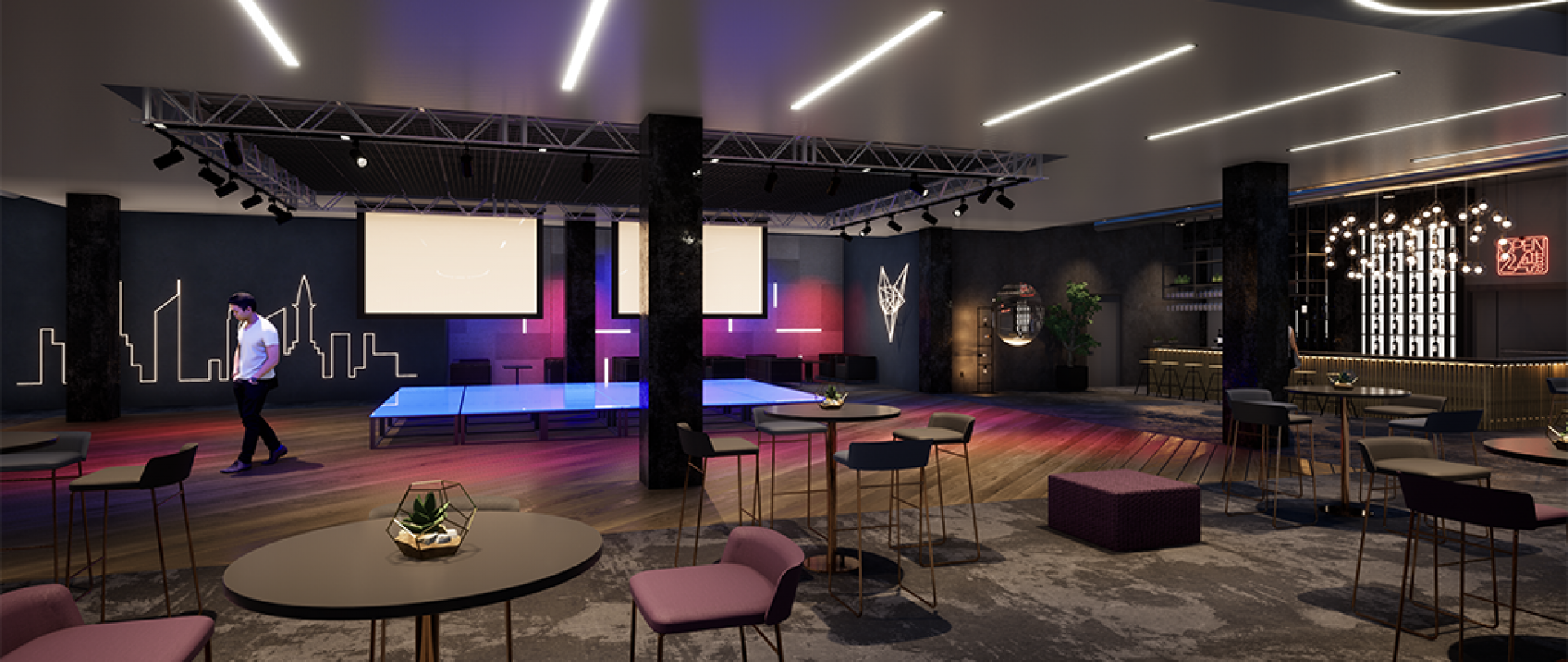 Nightclub with bowling alley