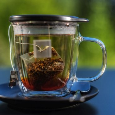 A meal in green surroundings