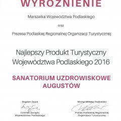 Wyróżnienie Najlepszy Produkt Turystyczny 2016 r.