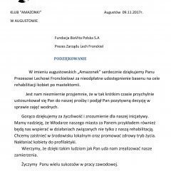 Podziękowanie z Klubu
