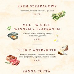 Summer menu at Yesiotr Restaurant