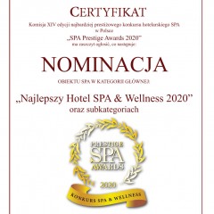 MANOR HOUSE SPA NOMINOWANY W XIV EDYCJI PLEBISCYTU SPA PRESTIGE AWARDS
