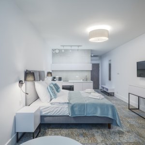 Jednopokojowy apartament z aneksem kuchennym i dużym łóżkiem w centrum Krakowa