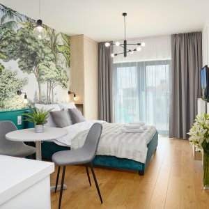  Jasne i przestronne wnętrze z dużym oknem – komfortowy pobyt w sercu Krakowa