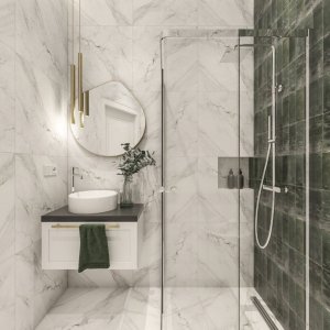 Łazienka na wyłączność – luksus i wygoda w przestronnym apartamencie.