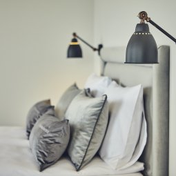 Elegant bed with high-quality bedding
