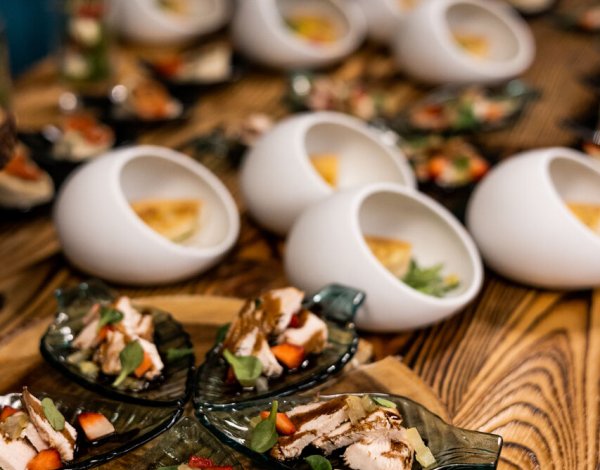 Elegant savory finger food appetizers for a baby shower party in Krakow