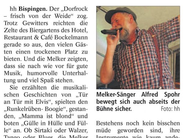 Böhme-Zeitung vom 10. Juli 2015: "Runkelrügen-Boogie reißt Gäste von Bank"