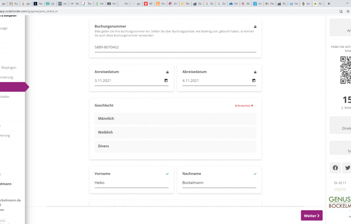 Digital registration form