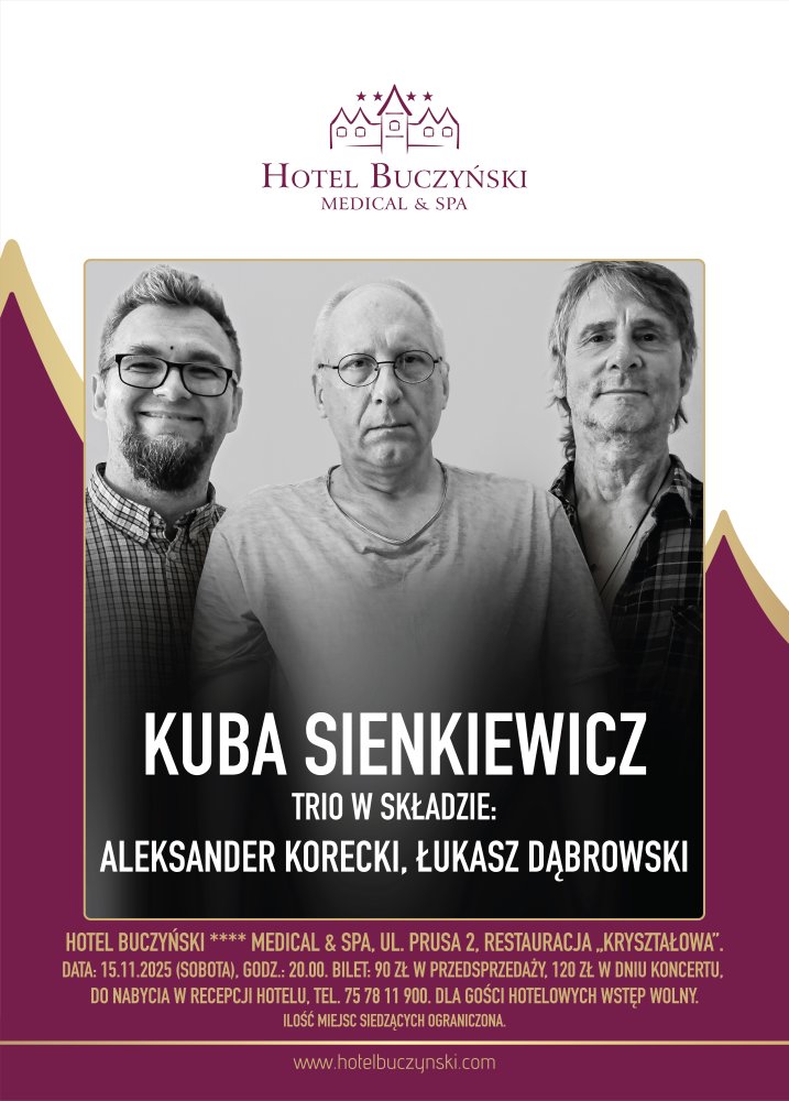 Koncert KUBA SIENKIEWICZ TRIO - SIENKIEWICZ/ KORECKI/ DĄBROWSKI 