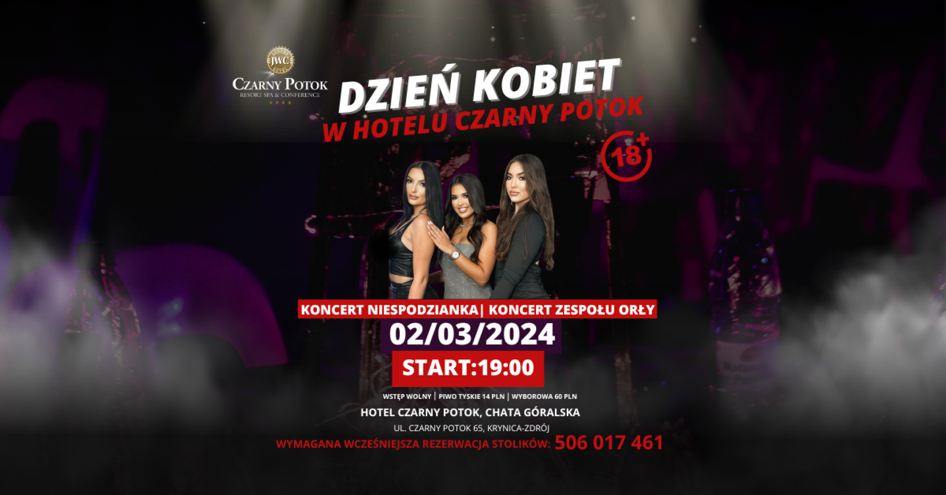 Impreza z okazji Dnia Kobiet w Chacie Góralskiej Hotelu Czarny Potok w Krynicy Zdrój