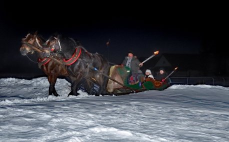 Sleigh rides along picturesque mountain paths