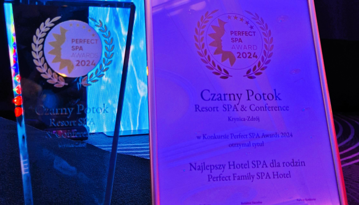 Hotel Czarny Potok Resort SPA & Conference**** najlepszym Hotelem SPA dla rodzin w Polsce w konkursie Perfect SPA Awards 2024