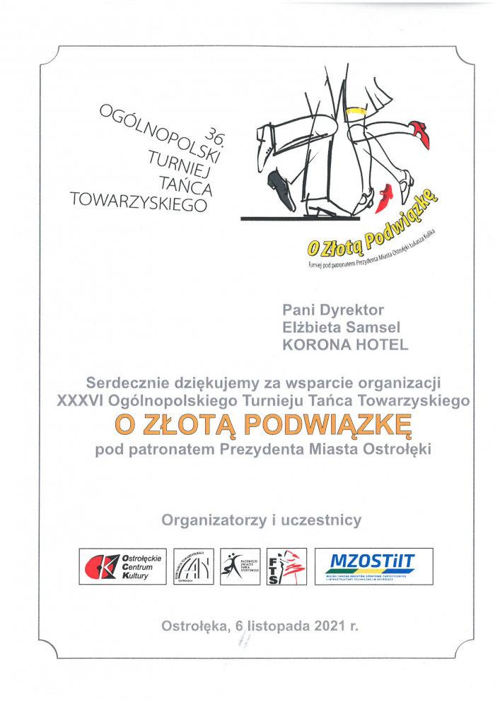 36 Ogólnopolski Turniej Tańca Towarzyskiego "O Złotą Podwiązkę"