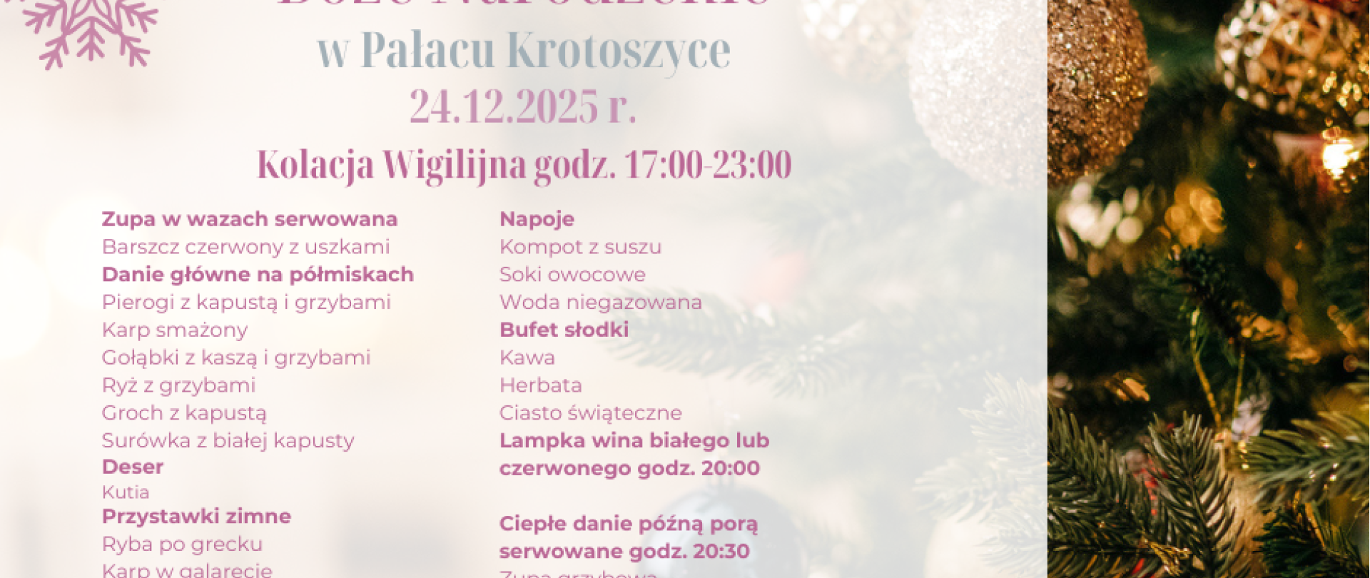 Wigilia w Pałacu Krotoszyce