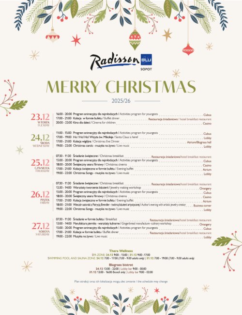 Harmonogram Świąteczny 2025 / 2026 