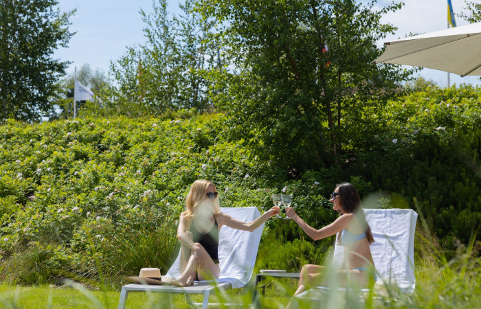 Relaxation zone in hotel gardens