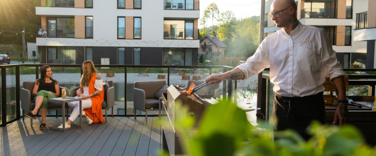 Grilling on the terrace.