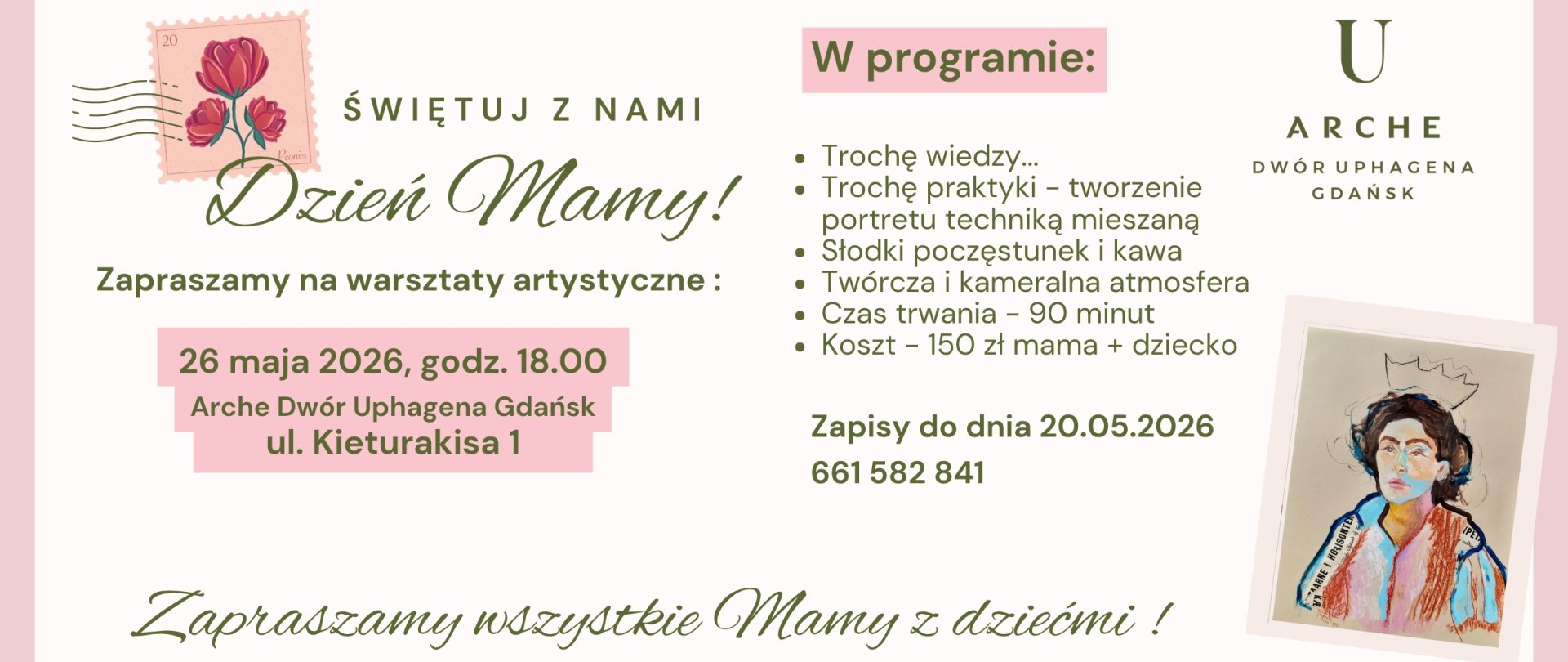 Dzień Mamy - warsztaty artystyczne dla Mam z dziećmi: Portret z elementami kolażu