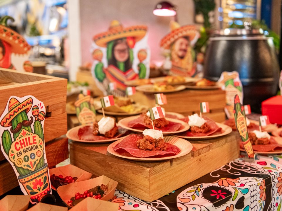 Mexican food station at a corporate event at o3Hotel