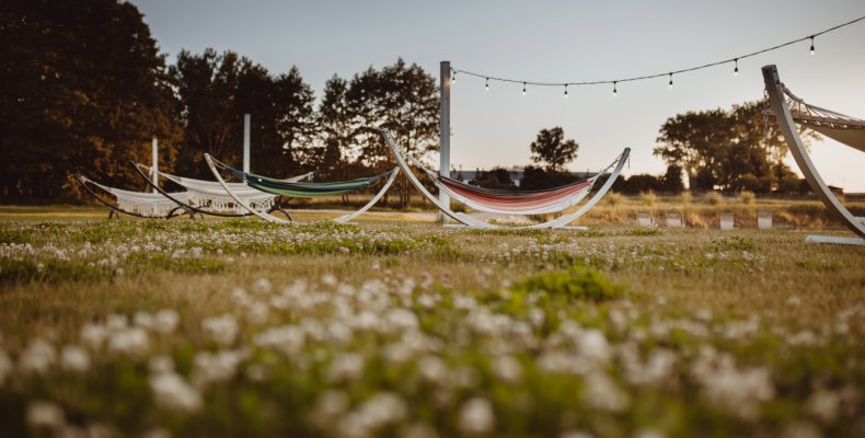 Plaża nad zamkowym stawem