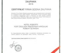 2018-06-07 - Certyfikat "Firma Godna Zaufania"
