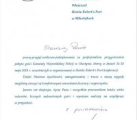 2018-06-06 - Podziękowanie Komenda Wojewódzka Policji w Olsztynie