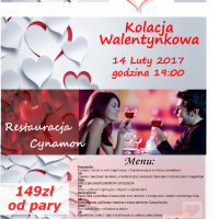 Kolacja Walentynkowa 14 Luty godz. 19.00